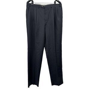 Lauren Ralph Lauren 38 Long Unhemmed Blue Stripe Dress Suit Pants Wool Cashmere